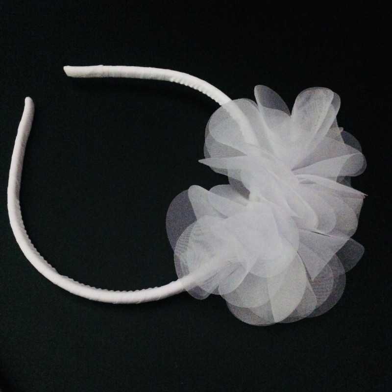 White Communion Headband with Flowers  Style OW-404