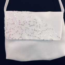White Handmade First Holy Communion Sequin Handbag Style EMI 18