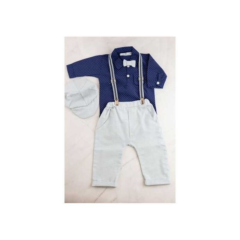 Beau Kid Blue Baby boys christening 4pc Set Style 30280-nv Beau Kid Blue Baby boys christening 4pc Set Style 30280-nv