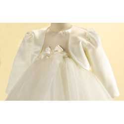 Ivory Satin Long Sleeve Girls Bolero by Sevva